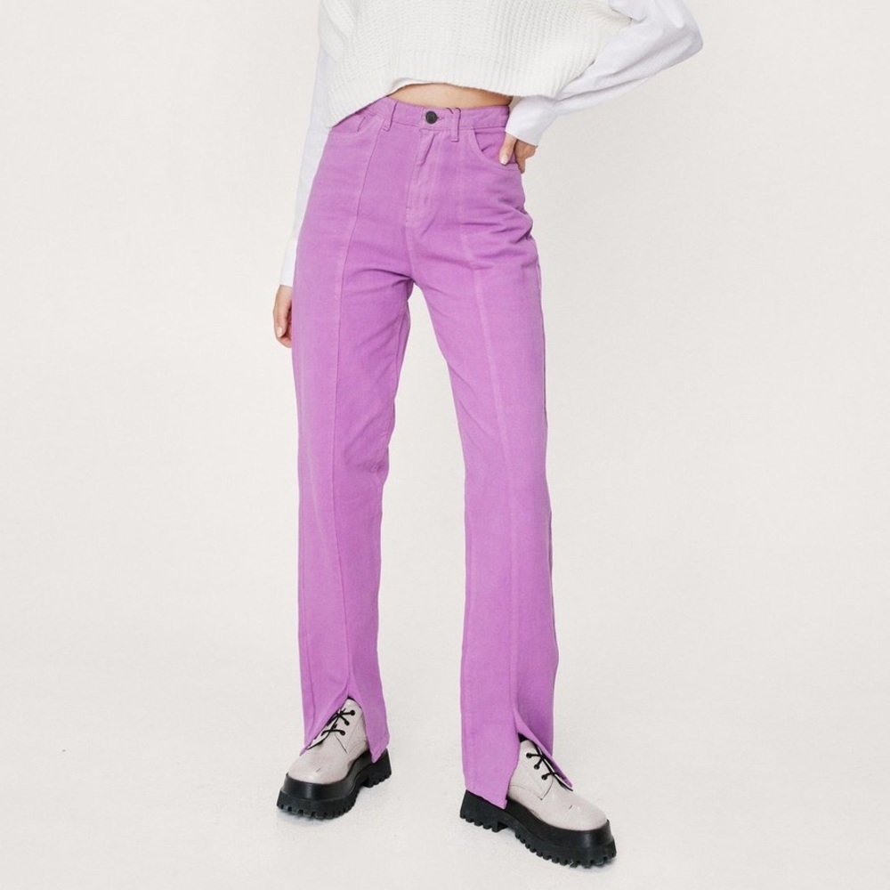Purple Split Hem Jeans